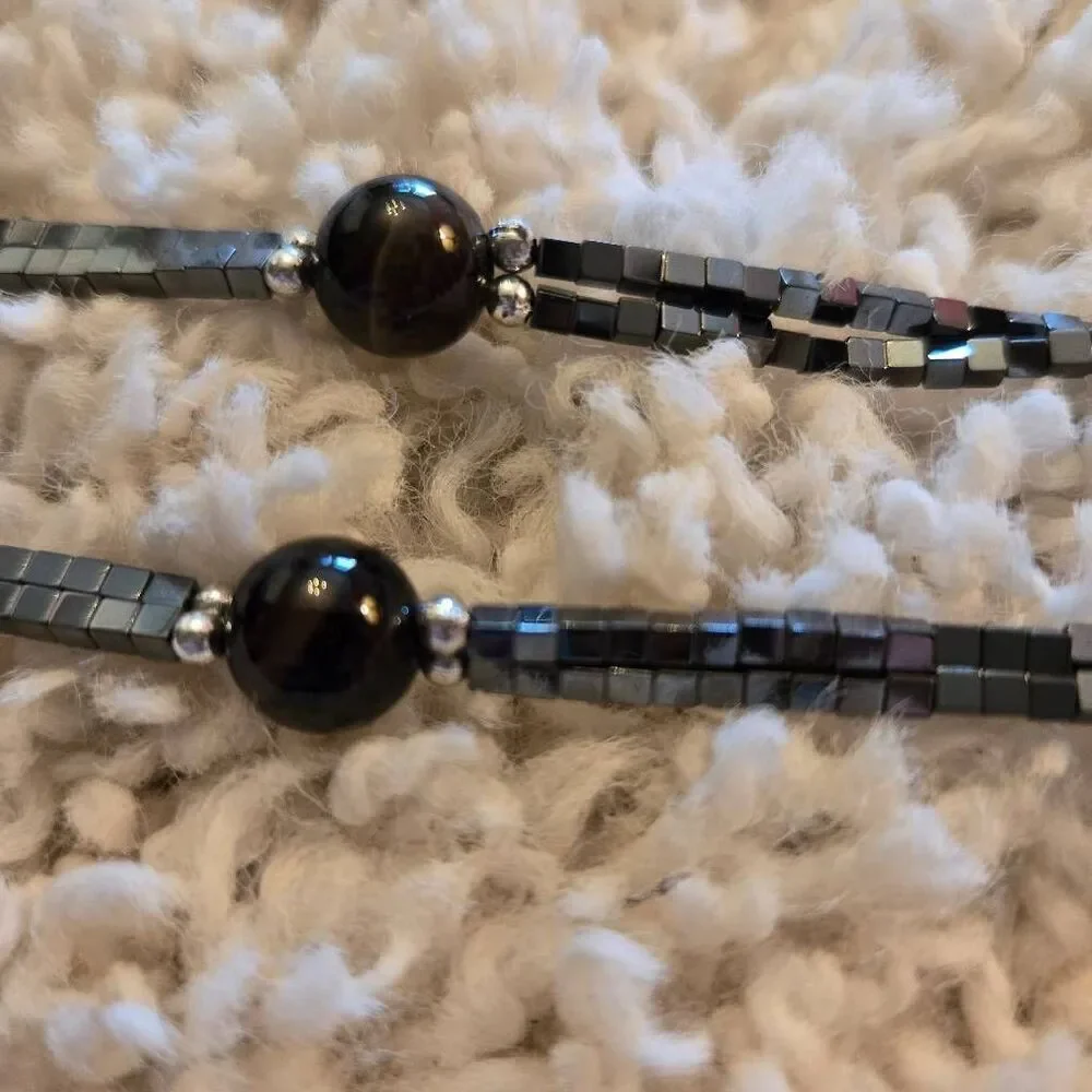 Black Hemitite & Black Bead Necklace